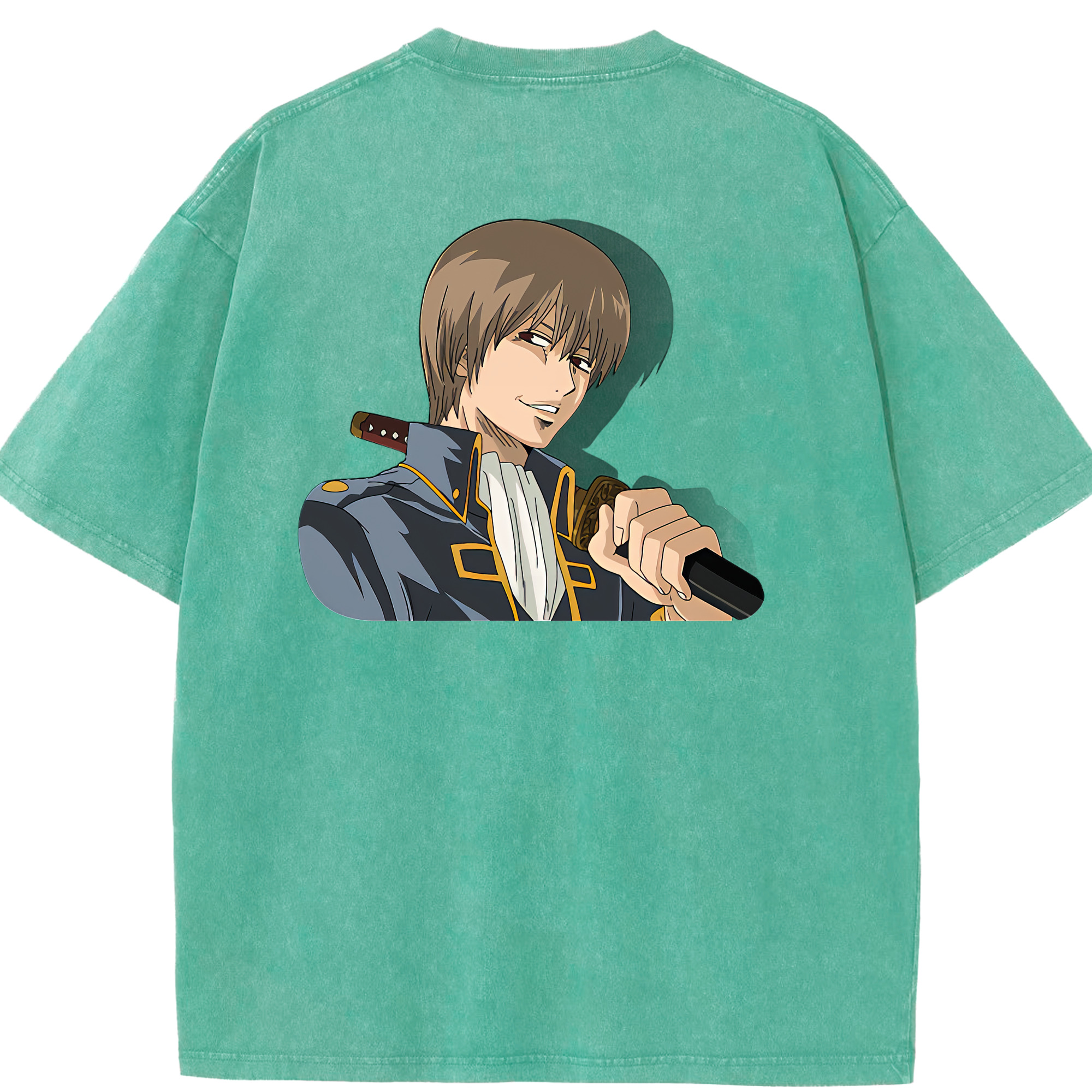 （画像用） ぎんたま 坂田銀時（さかたぎんとき） 神楽 志村新八（しむら しんぱち） GINTAMA Sakata Gintoki Kagura Shimura Shinpachi 綿100% ヴィンテージ風 半袖Tシャツ（背面プリント）